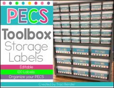 an organized pegs toolbox storage label is shown in front of a display case