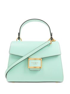 mint green calf leather gold-tone logo plaque single top handle detachable shoulder strap foldover top with magnetic fastening main compartment internal zip-fastening pocket internal slip pocket Mint Magic, Birkin Kelly, Kate Spade Totes, Kate Spade Tote Bag, Ballet Flat Shoes, Clothing Ideas, Kate Spade Bag, Green Bag, Leather Tote Bag