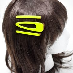 3pc Neon Hairpin Barrette Clip Crocodile Barrette 3" Long 1" W 1/2" Height Slim Barrettes 2.75" L 5mm Wide Neon Yellow Accessories, Neon Yellow Hair, Puffy Hair, Cat Ear Headband, Neon Hair, Lululemon Headbands, Bride Tiara, Star Headband, Yellow Accessories