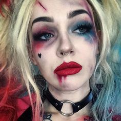 hiya puddin. miss me? #harleyquinn #suicidesquad makeup details in the last few posts ❤️ Harley Makeup, Pelottava Halloween, Makeup Pinterest, Easy Halloween Makeup