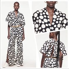 Open Back Polka Dot Jumpsuit Chic Polka Dot Jumpsuits And Rompers For Summer, Polka Dot Fitted Summer Sets, Fitted Polka Dot Sets For Spring, Jumpsuit With Cape, Zara Limited Edition, Polka Dot Jumpsuit, Zara Jumpsuit, Zara New, Long Jumpsuits