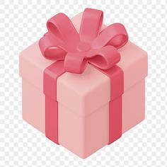 a pink gift box with a bow on it's top, transparent background png