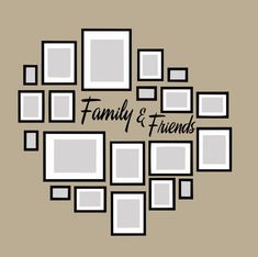 a family is the center of life's meaning with many frames arranged around it