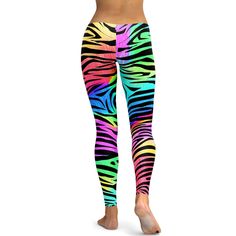 The Gearbunch Colorful Zebra Striped Leggings are signature Gearbunch......bright, colorful, unique, super soft, stretchy and comfortable to wear. A rainbow of vibrant colors' blue, green, pink, black, yellow, orange and purple, they are perfect for your active lifestyle and can be worn at anytime, anywhere.Be Happy, Be Bright, Be You with Gearbunch Trendy Stretch Colorful Pants, Multicolor High Stretch Workout Pants, Fun Multicolor Pants For Spring, Fun Multicolor Spring Pants, Playful Multicolor Spring Pants, Multicolor High Stretch Yoga Pants For Sports, Sporty Multicolor Workout Pants, Casual Multicolor Workout Bottoms, Sporty Stretch Multicolor Pants