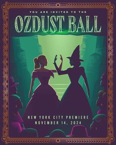 a poster for the wizard's ball with two women dressed in costumes and hats