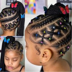 Kids Rubber Band Hairstyles, Braids For Kids Girl Hairstyles, Rubber Band Hairstyles Natural Hair Kids, Braids For Kids With Beads, Hairstyles Braids For Kids, Kids Hairstyles With Beads, Cute Braids For Kids, Easy Braids For Kids, Rubber Band Hairstyles For Kids