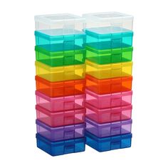 multicolored stacking bins stacked on top of each other