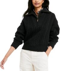 Nili Lotan X Target Women’s Quarter Zip Cable Knit Pullover Sweater Black Size Xxs Xxsmall 00-0 Gorgeous Sweater-Well Check Out My Other Listings For More From The The Target Spring 2021 And Fall Winter Designer Collection We Can Bundle Multiple Items For You! Pullover Sweater With Quarter-Zip Detail Ribbed Mock Turtleneck Collar With Quarter-Zip Closure For Ease Of Wear With Allover Micro Cables Regular Fit And At-Hip Length The Quarter-Zip Cableknit Pullover Sweater From Nili Lotan X Target Ma Cool Weather Outfits, Black Quarter Zip, Chunky Cable Knit Sweater, Nili Lotan, Cozy Pullover, Cashmere Turtleneck, Mock Turtleneck, Cowl Neck Sweater, Chunky Sweater