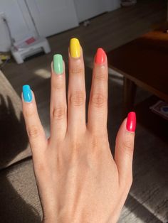 Skittles Manicure, Skittle Nails, Pretty Nail Colors, Manicure Nails, Nails Polish, Gradient Nails, The C