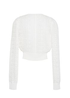 MALONE CARDIGAN IN PLEATED LACE KNIT – Adam Lippes Fitted Pointelle Knit Cardigan For Daywear, Elegant Pointelle Knit Cardigan For Spring, Elegant Pointelle Knit Spring Cardigan, Elegant Cable Knit Sweater For Spring, Elegant Fitted Sweater For Daywear, Elegant Open Knit Sweater For Spring, Elegant Spring Sweater For Daywear, Chic Fitted Lace Cardigan, Elegant Spring Knit Cardigan