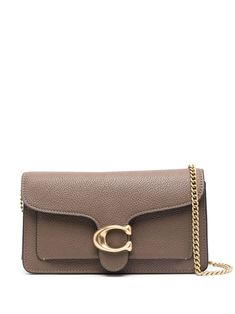 dark stone calf leather gold-tone logo plaque foldover top with magnetic fastening leather tag internal zip-fastening pocket chain-link shoulder strap Classic Crossbody Bag With Logo Plaque, Everyday Crossbody Shoulder Bag With Logo Plaque, Gold Crossbody Bag With Logo Plaque, Classic Crossbody Shoulder Bag With Logo Plaque, Brown Leather Bag With Logo Plaque, Chic Wallet On Chain With Metal Logo For Everyday, Gold Crossbody Shoulder Bag With Logo Plaque, Everyday Clutch With Gold-tone Logo Plaque, Everyday Leather Wallet On Chain With Gold-tone Logo