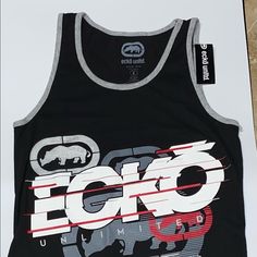 Ecko Unlimited Black Logo Print Tank Top For Streetwear, Black Crew Neck Tank Top For Streetwear, Black Cotton Tank Top With Logo Print, Black Logo Print Tank Top For Summer, Sporty Black Graphic Print Tank Top, Black Sporty Tank Top With Graphic Print, Sporty Black Tank Top With Graphic Print, Black Cotton Tank Top For Streetwear, Casual Black Tank Top For Streetwear