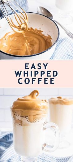 two cups filled with coffee and topped with whipped cream