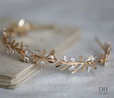 Gold Leaf Crown, Crown Halo, Tiara Headpieces, Pearl Bridal Headband, Leaf Crown, Halo Crown, Bride Headband, Diamond Tiara