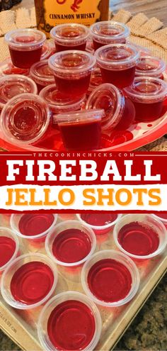 An easy cocktail recipe with only 4 ingredients! These red jello shots feature the addition of cinnamon whiskey. Perfectly sweet and spicy, these cherry fireball jello shots will become one of your favorite alcoholic party drinks! Tailgate Alcohol Ideas, Fireball Shots Jello, Simple Jello Shots, Fire Ball Jello Shots Recipe, Sangria Jello Shots Recipes, Mimosa Jello Shots Recipes, Cherry Fireball Jello Shots, Soju Jello Shots, Jello Shots With Titos