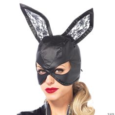 Leather Nylon Bunny mask gives you that sweet and sassy vibe! Great addition to a black unitard or leggings and crop top! One size fits most adults. Delicate Lace Ears show your feminine side. Laces up the back for a custom fit. Easter Bunny Costume, Bunny Mask, Bridget Jones, Bunny Costume, Leather Mask, Bag Display, Bunny Face, Halloween Costume Accessories, Leg Avenue