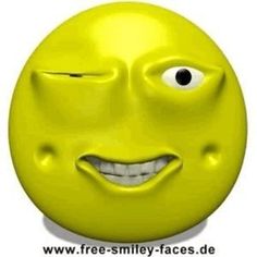 a yellow smiley face with one eye open