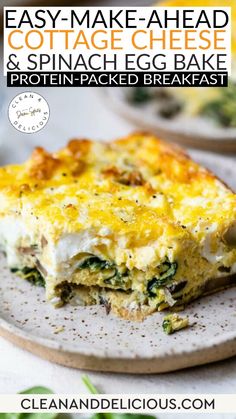 easy - make - ahead cottage cheese and spinach egg bake on a plate