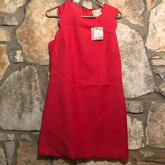 Brand New W/ Tags!!! Casual Fitted Dress With Scalloped Edges, Red Lined Dress For Holidays, Red Sheath Dress For Spring, Red Shift Knee-length Dress, Red Shift Dress, Knee-length, Red Sleeveless Mini Dress With Lace Trim, Red Knee-length Shift Dress, Trim, Colorful Dresses