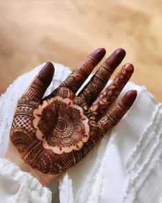 a woman's hand with henna on it