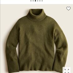 Nwt J. Crew Turtleneck Sweater And Super Soft Yarn Olive Green. Size Xxs Oversized Fit. Green Turtleneck Outfit, Green Turtleneck Sweater, Chunky Turtleneck Sweater, Turtleneck Outfit, Green Turtleneck, Olive Green Sweater, Cable Knit Turtleneck Sweater, Woven Sweater, Striped Turtleneck