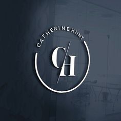 the logo for catherine hunt is shown on a dark background with white lettering