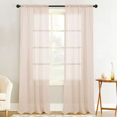 PRICES MAY VARY. 🏠Ready Made: 2 panels sheer curtains per package. Each panel is 34" wide and 84" long when hanging as a flat. Rod Pocket insert can fit up to 1.5" inch rod. Purchase curtain whose width is 1.5-2 times wider than your window will form a nice look. 🏠Soft Material: These curtains are made of 100% durable imported polyester and luxurious textured weave sheer fabric. how much light gets through a soft airy sheer curtain and lighten up the room. They will add a touch of luxury and finesse to your home! 🏠Multi Function: Voile sheer curtain can filter sunlight and balance the light level between indoor and outdoor. It enables you to enjoy the beautiful scenery outside the window and prevent people from seeing your indoor room directly. 🏠Stylish Feature: Cause the lightweight a Pink Sheer Curtains, Curtains For Kids, Drapery Treatments, Window Treatments Curtains, White Sheer Curtains, Voile Curtains, Sheer Curtain Panels, Bedroom Panel, Kids Curtains