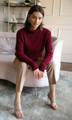 FREE US SHIPPING, FREE RETURNS Cozy up in this perfectly oversized, chunky cashmere turtleneck that'll keep you toasty and chic on even the chilliest days. With elegant ribbed knit and incredibly fluffy texture, you'll want to reach for it again and again. Turtleneck with chunky English-rib knit. Soft and plushy with perfectly luxurious thickness. Cuff can be folded for a shorter sleeve length. FIT: Oversized cozy silhouette. 100% LUXURY CASHMERE Alpine Green, Fluffy Texture, Cashmere Turtleneck, Burgundy Sweater, Again And Again, Petite Size, Blouse Styles, Burgundy Red, Cashmere Sweaters