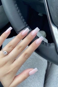 Sharp Square Nails, Plain Acrylic Nails, Gel Nails French, Nail Designs Acrylic, Tapered Square Nails, Plain Nails, Girly Acrylic, Girly Acrylic Nails