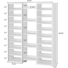 the standard shelving unit is shown with measurements