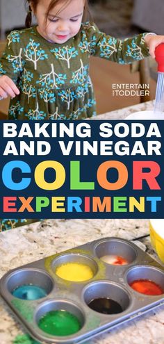 Use the bubbly fun power of vinegar and baking soda to make colors magically appear! #toddleractivities #indooractivities #EntertainYourToddler