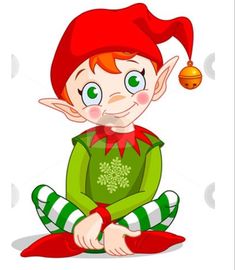 a little elf sitting on the floor with a christmas ornament in his hand