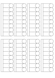 four rows of numbers with circles on each row and the number one is in the middle