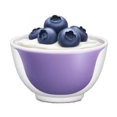 blueberries and cream in a bowl on a white background