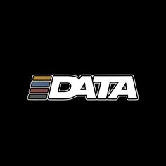 the word data in white and black on a black background, with different colored stripes