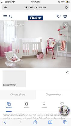 an image of a baby crib with the name dulux on it's screen