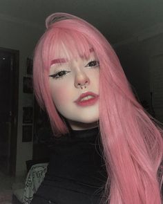 ig: @cherryliqueur Egirl Pink Hair, Egirl Hair, Hair Dye Shades, Light Pink Hair, Pink Goth, Pink Hair Dye, Cute Hair Colors, Luscious Hair