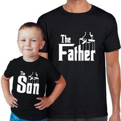 The Father and The Son, GodFather Matching Fathers Day Tshirt Father And Son Tshirts, Matching Crew Neck T-shirt For Father's Day, Matching Family T-shirts For Father's Day, Father's Day Family Cotton T-shirt, Custom Print T-shirt For Father's Day, Father's Day Matching Black T-shirt, Father's Day Family Graphic Tee, Father's Day Family Matching Pre-shrunk T-shirt, Father's Day Family T-shirt With Letter Print