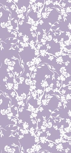 a purple and white wallpaper with flowers on it