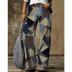 Straight Wide Leg Pants, Look Boho Chic, Jean Vintage, Loose Trousers, Fashion Jeans, Fashion Comfortable, Mode Casual, Jeans Casual, Trousers Pants