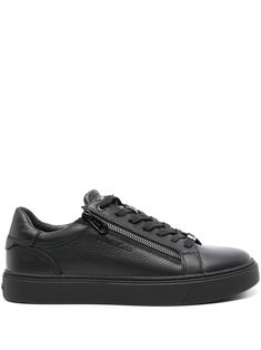 black calf leather grained texture debossed logo to the tongue and side round toe front lace-up fastening side zip fastening pull-tab at the heel branded insole flat rubber sole Leather Lace-up High-top Sneakers With Zipper, Modern Leather High-top Sneakers With Logo-print Tongue, Calvin Klein High-top Leather Sneakers, Calvin Klein Leather Sneakers For Streetwear, Sporty Leather High-top Sneakers With Zipper, Leather Sneakers With Zipper For Streetwear, Sporty Leather Sneakers With Zipper Closure, Black Leather Sneakers With Zipper Closure, Calvin Klein Leather Sneakers