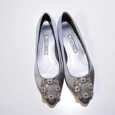 Olivia Mark - Stylish Pointed Toe Flat Shoes with Square Buckle Detail and Snowflake Rhinestone Embellishments for Wedding Rhinestone Embellishments, Satin Heels, Hollow Design, Casual Sandals, Terry Cloth, Flat Shoes, Low Heels, Platform Sandals, Colored Diamonds