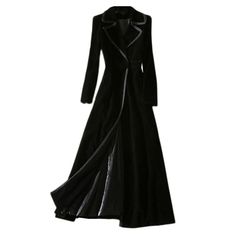 Product Description * Item:Womens Black Velvet Overcoat Suit Lapel Collar Trench Outwear Slim Maxi Formal * Condition: 100% Brand New * Color:Black. * Size:Asian S--XL * Package:1pc Dress (without any accessories ）    Please note: 1.Please allow a little error due to manual measurement. 2.The color maybe a little difference because of the light,screen reflection etc. 3.If you are not sure what size to choose, you can tell us your height and weight, we will recommend the right size for you. Shipp Tuxedo Coat Women, Black Velvet Coat Women, Elegant Black Long Coat, Woman Black Suit, Jacket Over Dress Formal, Types Of Coats For Women, Victorian Style Formal Long Coat, Luxury Long Coat For Larp, Long Trench Coat Women