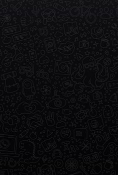 black and white wallpaper with various icons