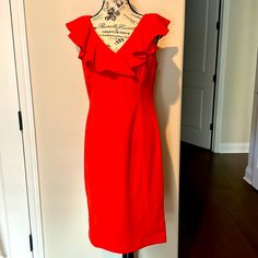 Brand New Calvin Klein Dress Size 8. L39.5”, Pit To Pit 19” Calvin Klein Red, Calvin Klein Dress, Calvin Klein Dresses, Womens Calvin Klein, Calvin Klein, Midi Dress, Brand New, Womens Dresses, Red