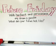 a white board with writing on it that says future friday