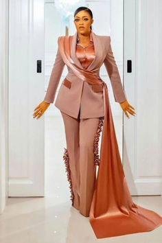 This Women Suits set features intricate beadings and pearls adding a touch of luxury to your outfit. Perfect for parties prom and other special occasions. Affordable and stylish it'll make you look and feel confident and elegant. Formal Dress Suits For Women, Female Suit, Graduation Suits, Pants Custom, One Button Blazer, Bride Outfits, Women Suits, Formal Office