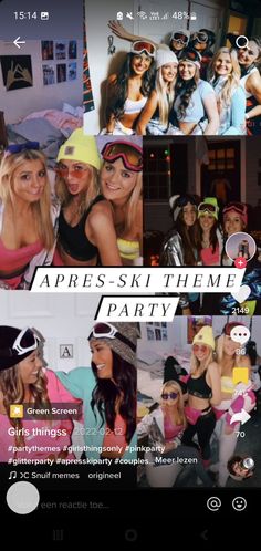 a collage of photos with the words appress - skitheme party