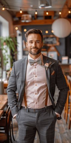 Wedding Day Dress To Impress For Men: Retro Vibes Outfit Grey Suit Pink Shirt, Retro Vibes Outfit, Retro Outfit Ideas, Grey Tweed Suit, Wedding Day Dresses, Vibes Outfit, Retro Outfit, Tweed Suit, Grey Tweed