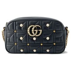 Gucci Gg Marmont Fake Pearl Shoulder Bag Black W24cm X H13.5cm X D7cm Bags Gucci, Gucci Gg Marmont, Gg Marmont, Shoulder Bag Black, Gucci Bags, Black Color, Bag Lady, Gucci, Shoulder Bag